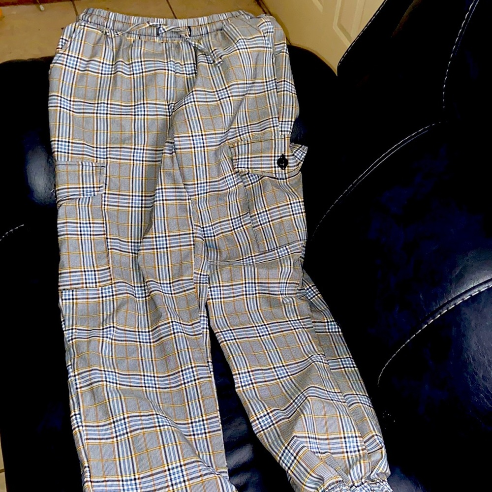 Stipe gray pants